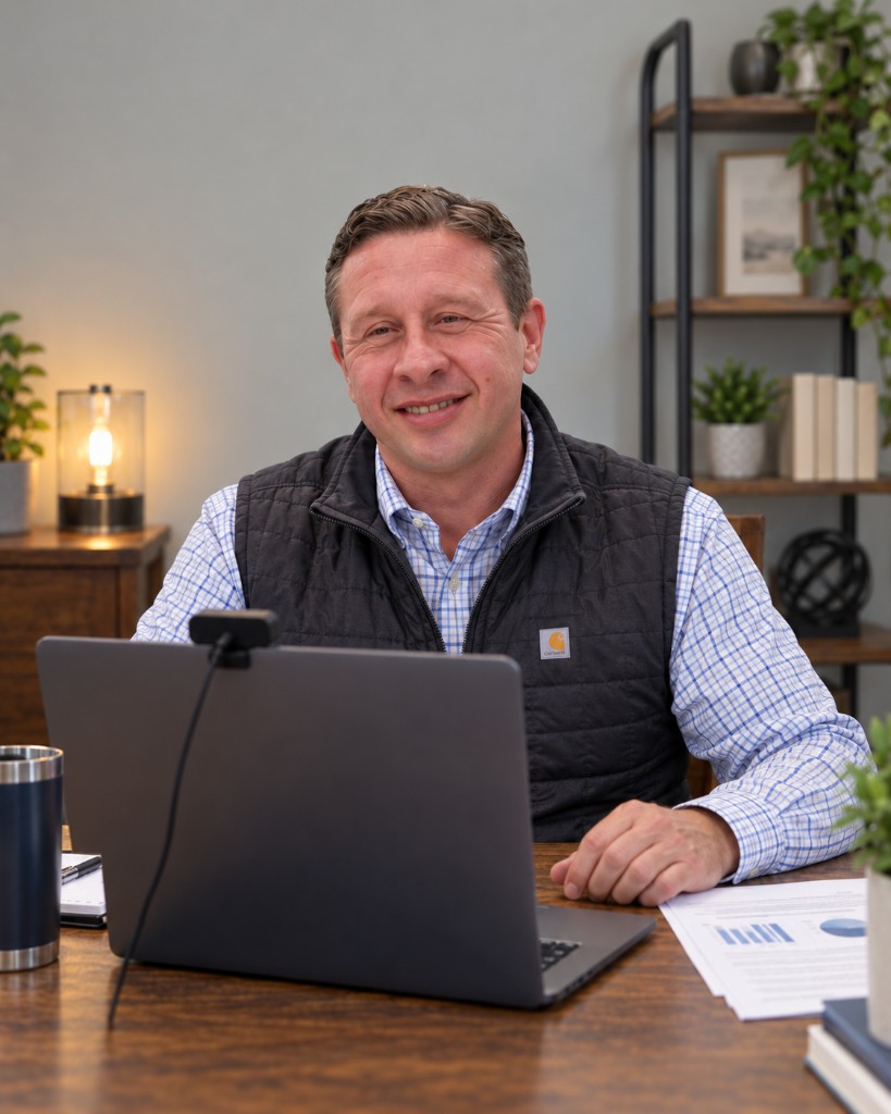 Nick working with business owner